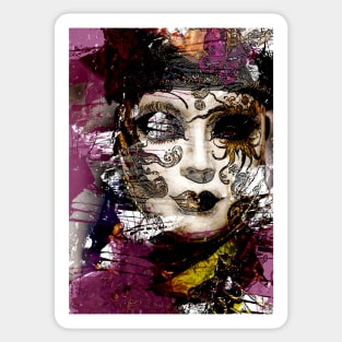 Venice Carnival. Violet Flower Mask Sticker